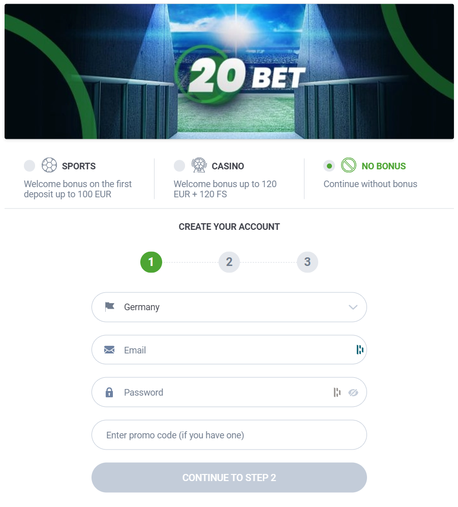 20Bet Registration