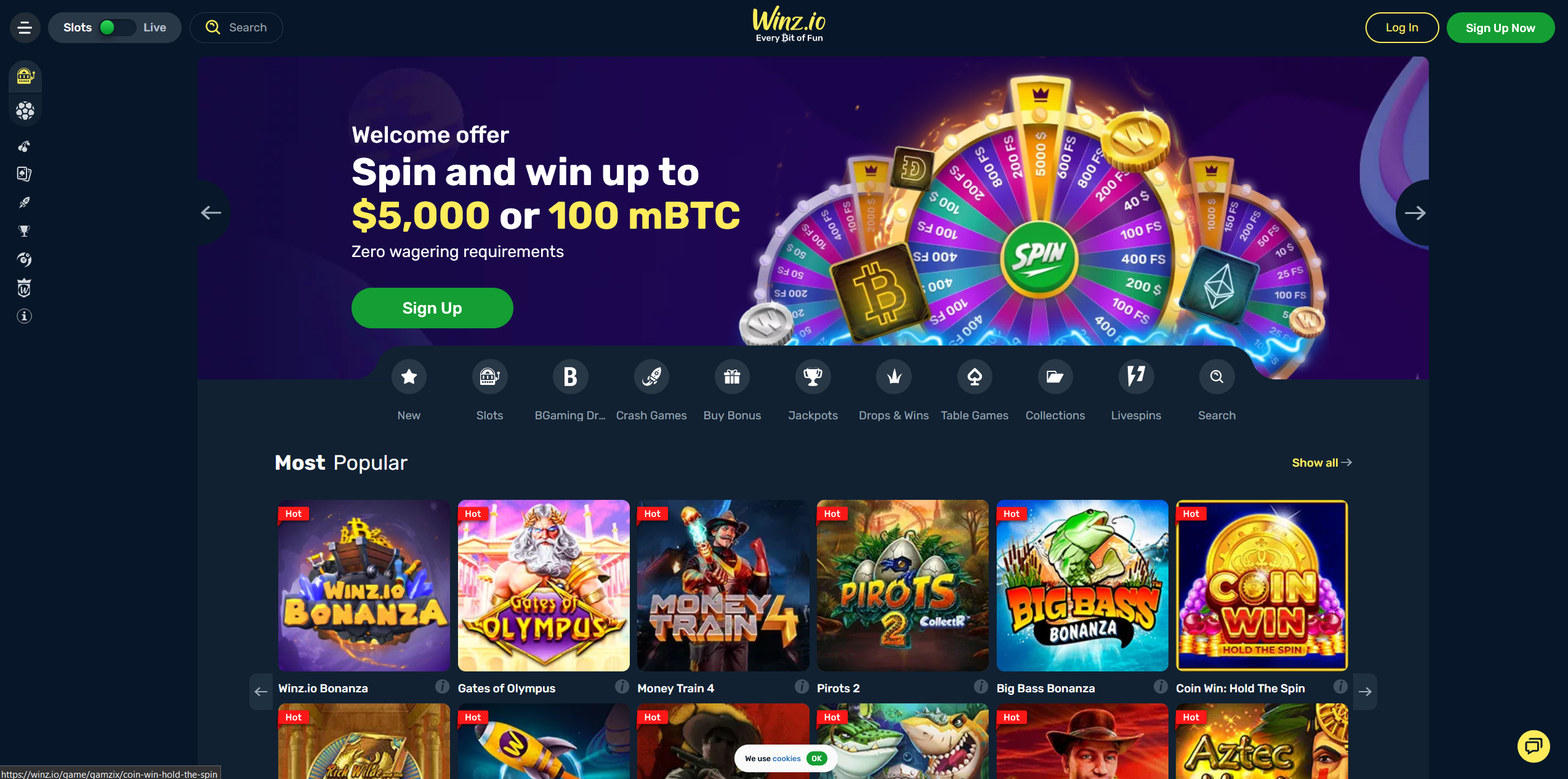 Winz.io Casino Design